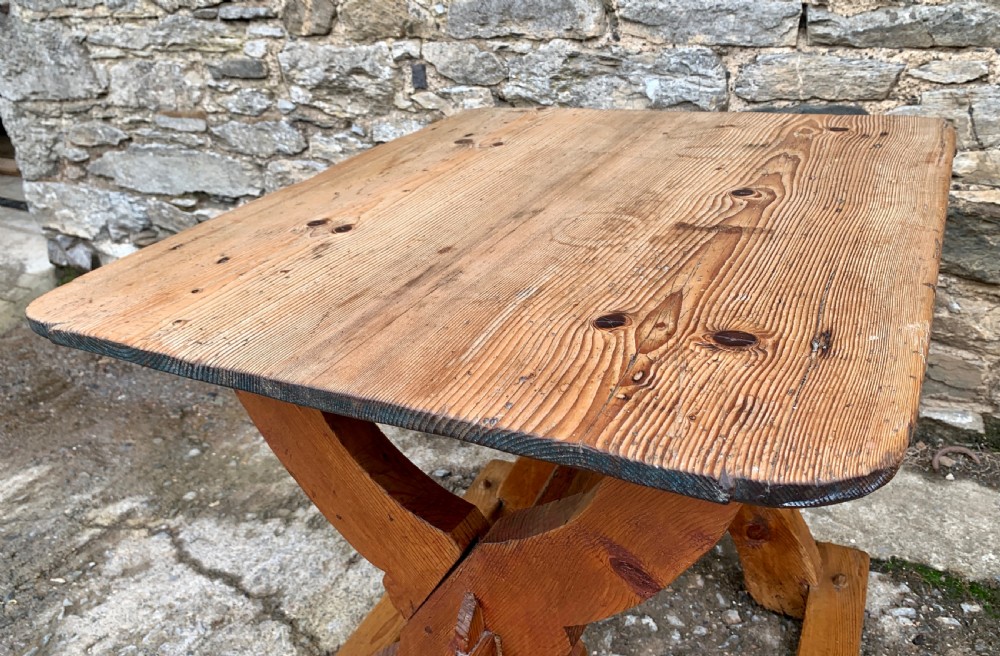 Antique Swedish Pine X-Frame Trestle Table View XVIII