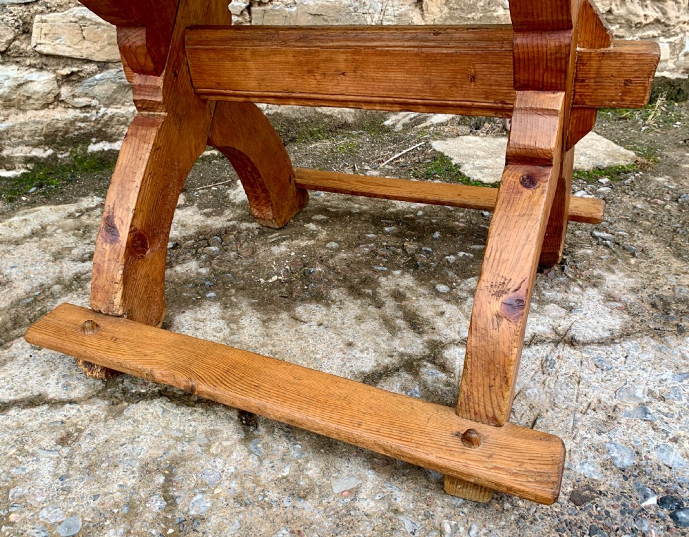 Antique Swedish Pine X-Frame Trestle Table View XX
