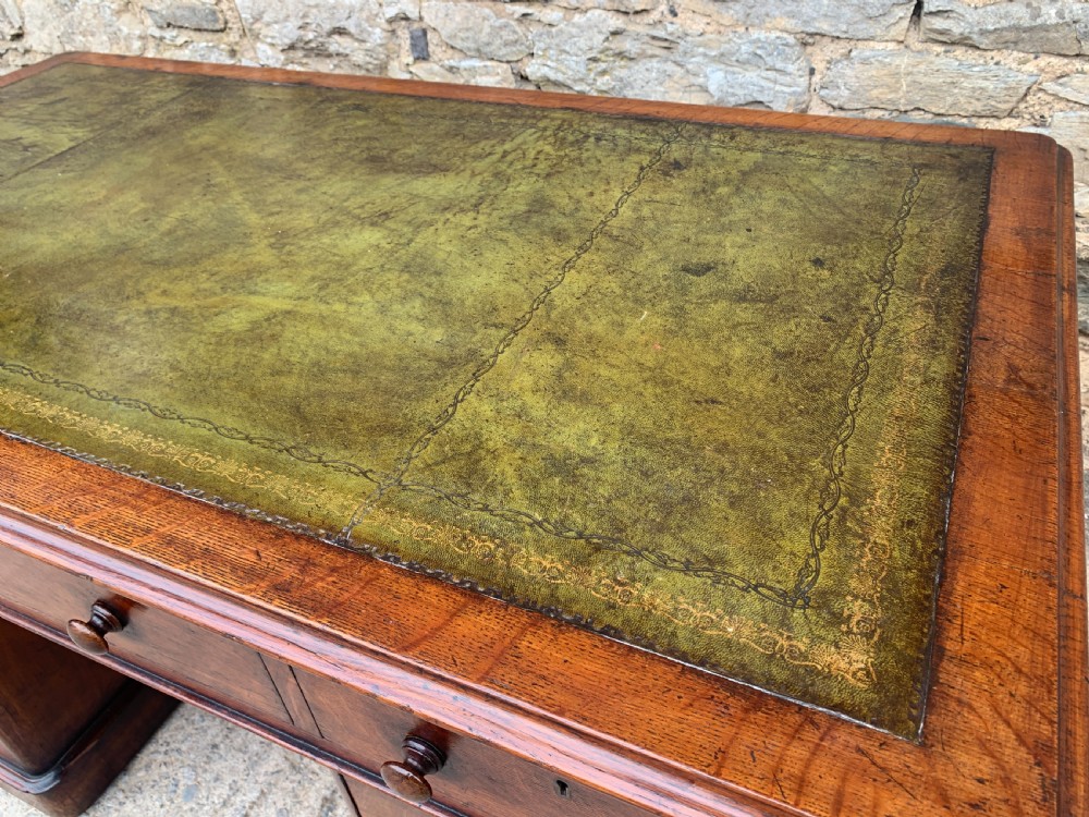 Large Victorian Oak Pedestal Desk View VIII