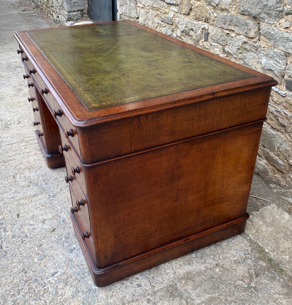 Large Victorian Oak Pedestal Desk View XVI