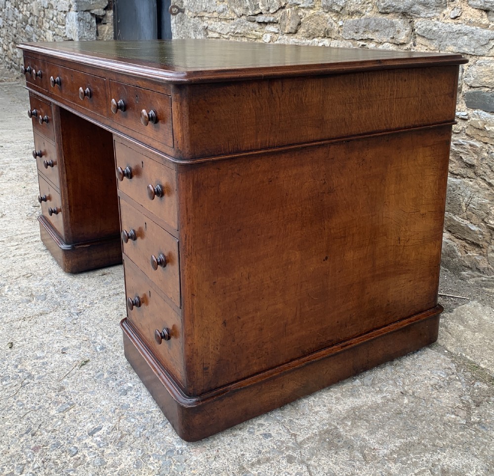 Large Victorian Oak Pedestal Desk View XVII
