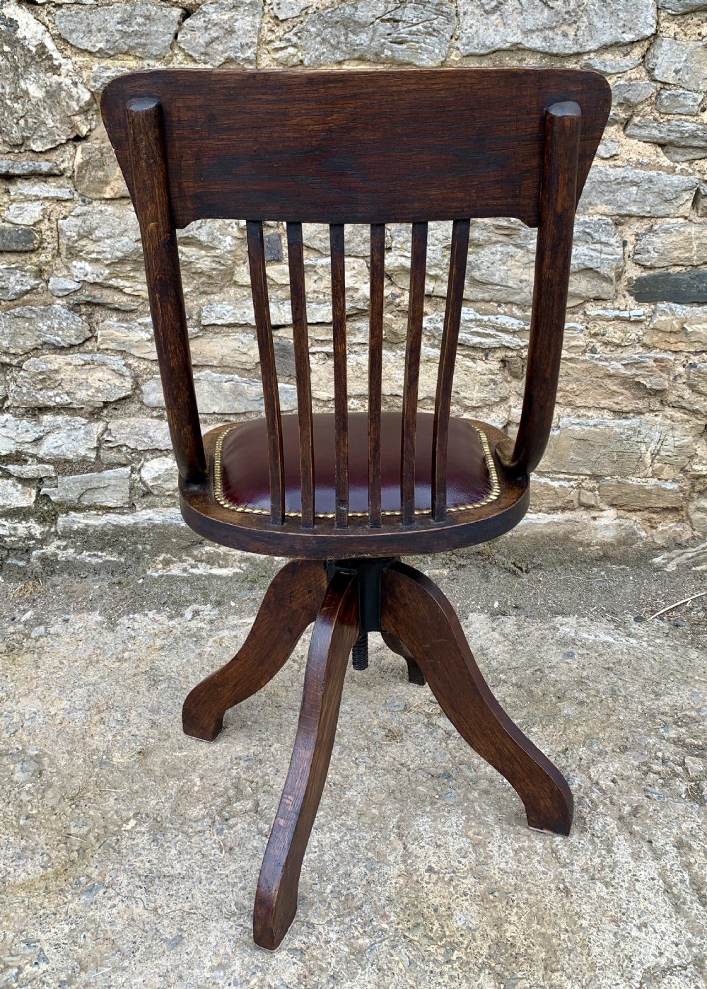 Antique Oak Swivel Desk Chair View VI
