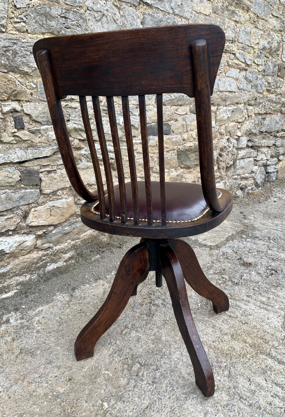 Antique Oak Swivel Desk Chair View VII