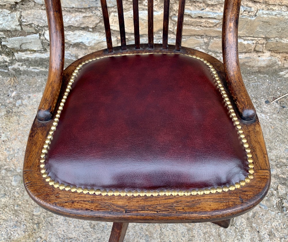 Antique Oak Swivel Desk Chair View IX