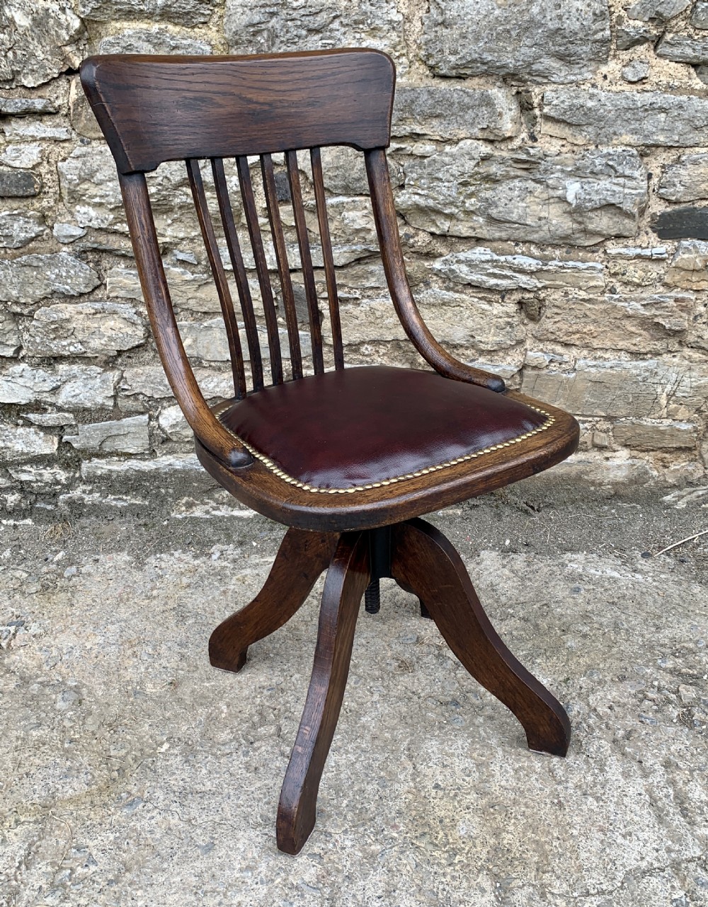 Antique Oak Swivel Desk Chair View X