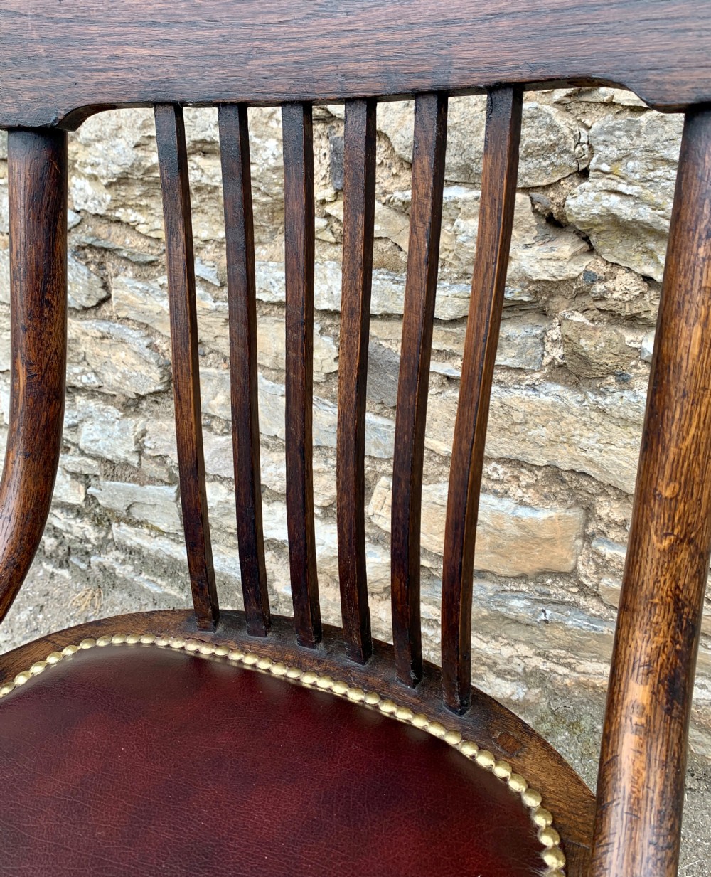Antique Oak Swivel Desk Chair View XI