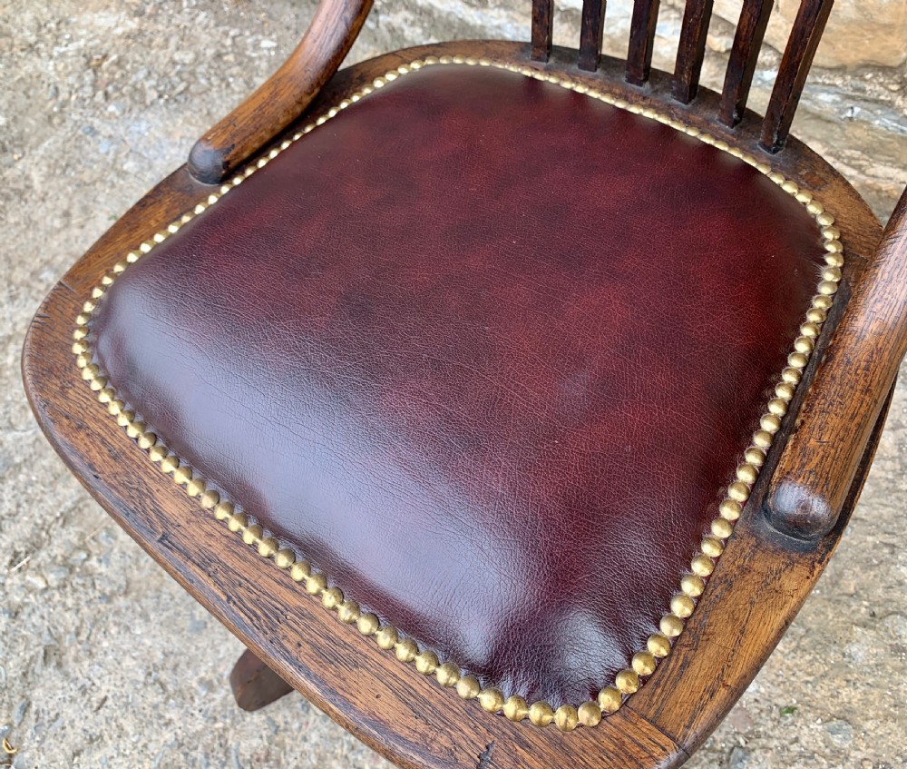 Antique Oak Swivel Desk Chair View XII