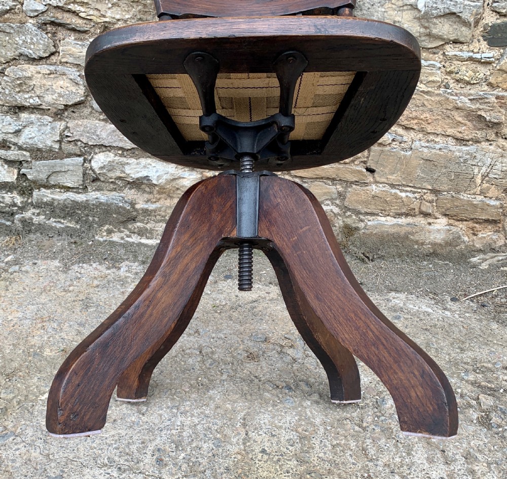 Antique Oak Swivel Desk Chair View XIII