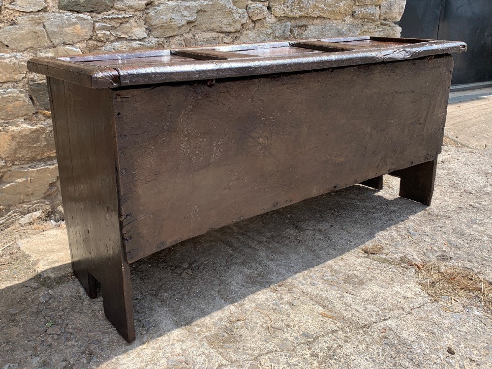 Small Early 18th Century Oak Panelled Coffer View IV