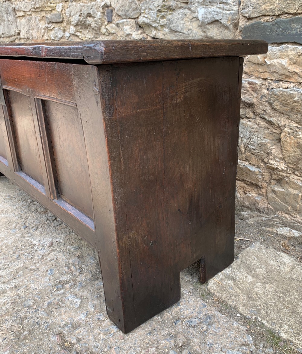Small Early 18th Century Oak Panelled Coffer View XI