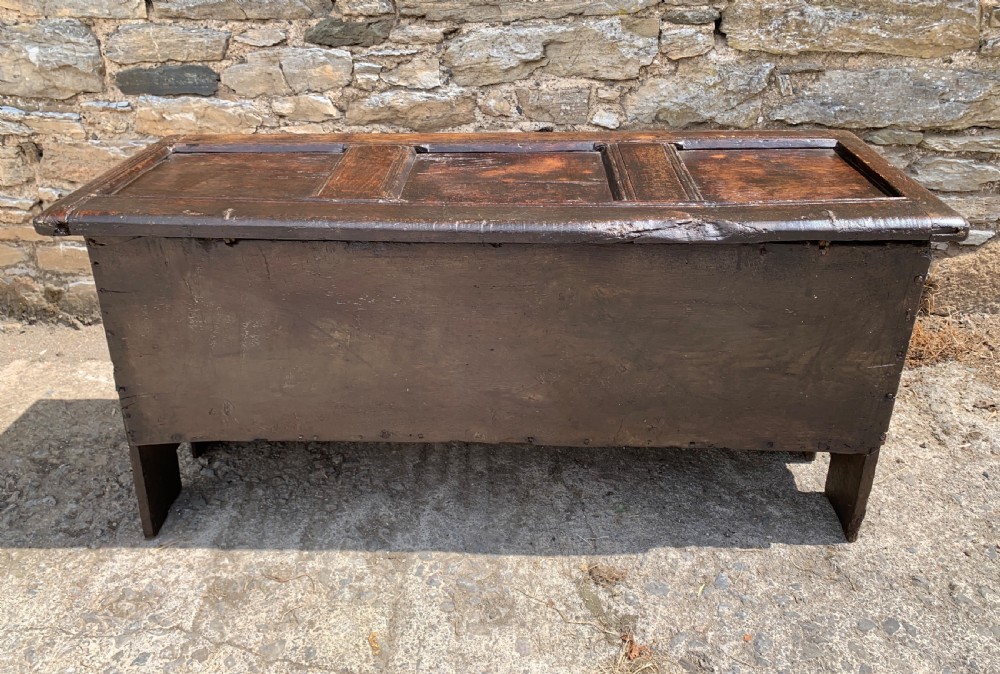 Small Early 18th Century Oak Panelled Coffer View XIX