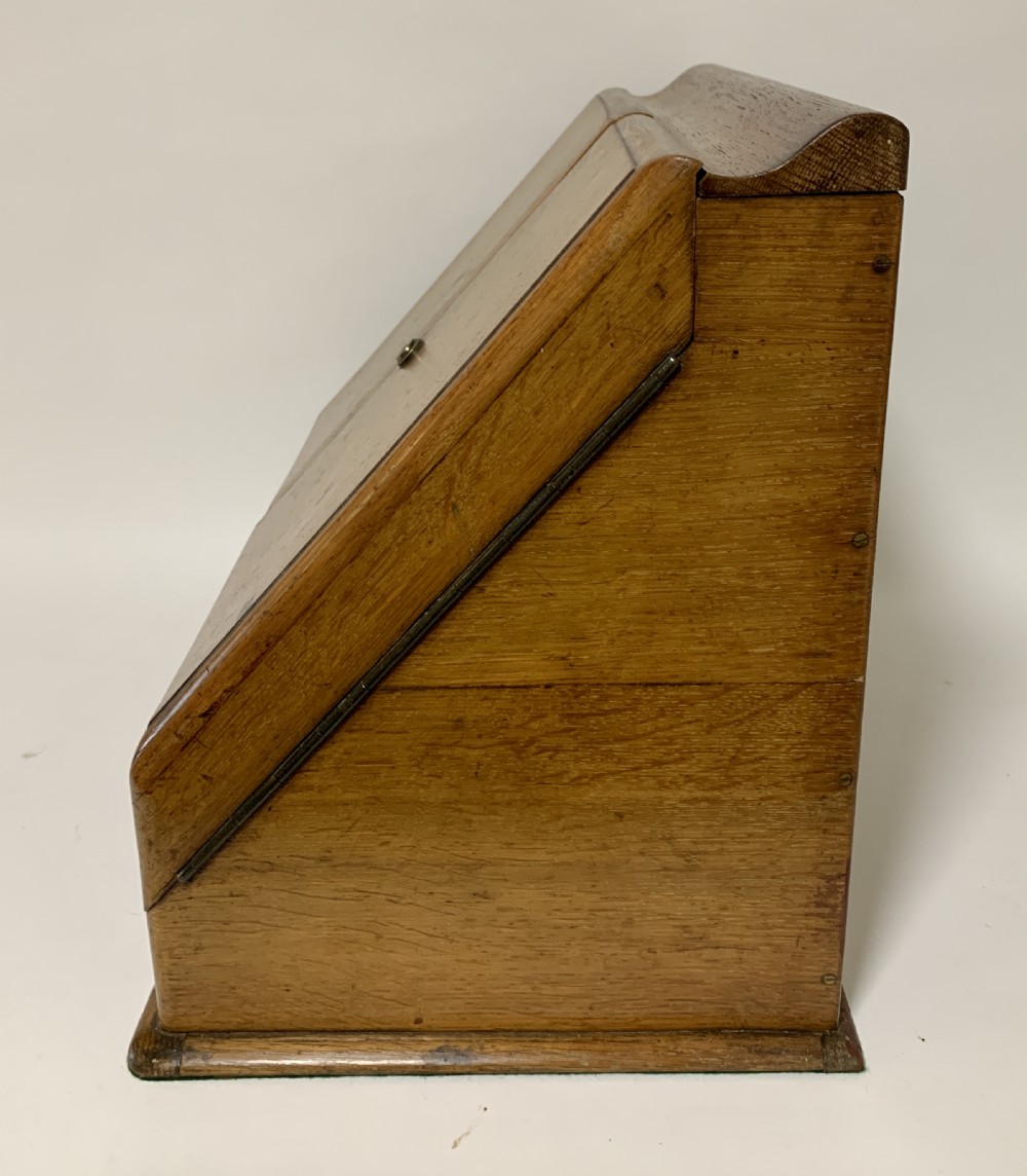 Antique Oak Desktop Stationery Cabinet with Calendar View XII