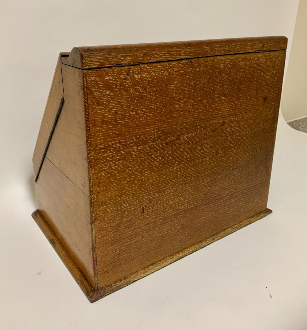 Antique Oak Desktop Stationery Cabinet with Calendar View XIV