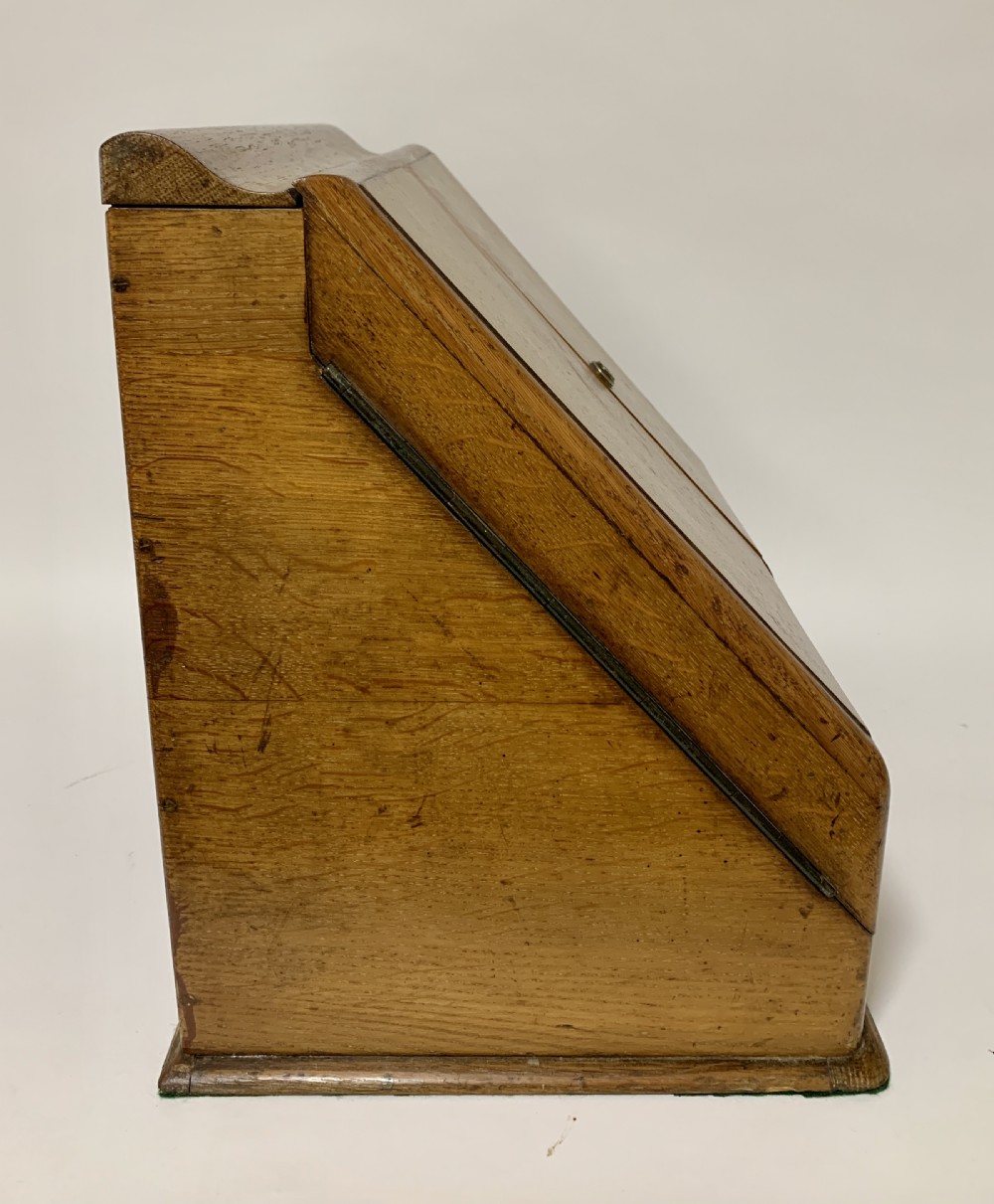 Antique Oak Desktop Stationery Cabinet with Calendar View XV
