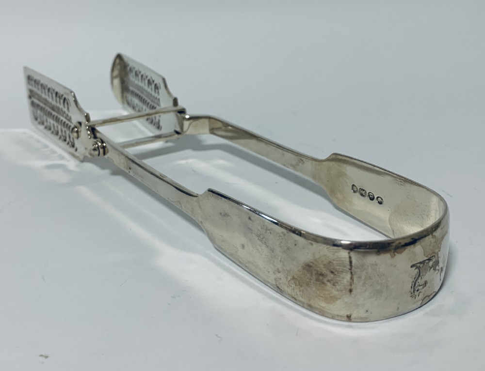 Antique Georgian Solid Silver Asparagus Servers Tongs  View IV