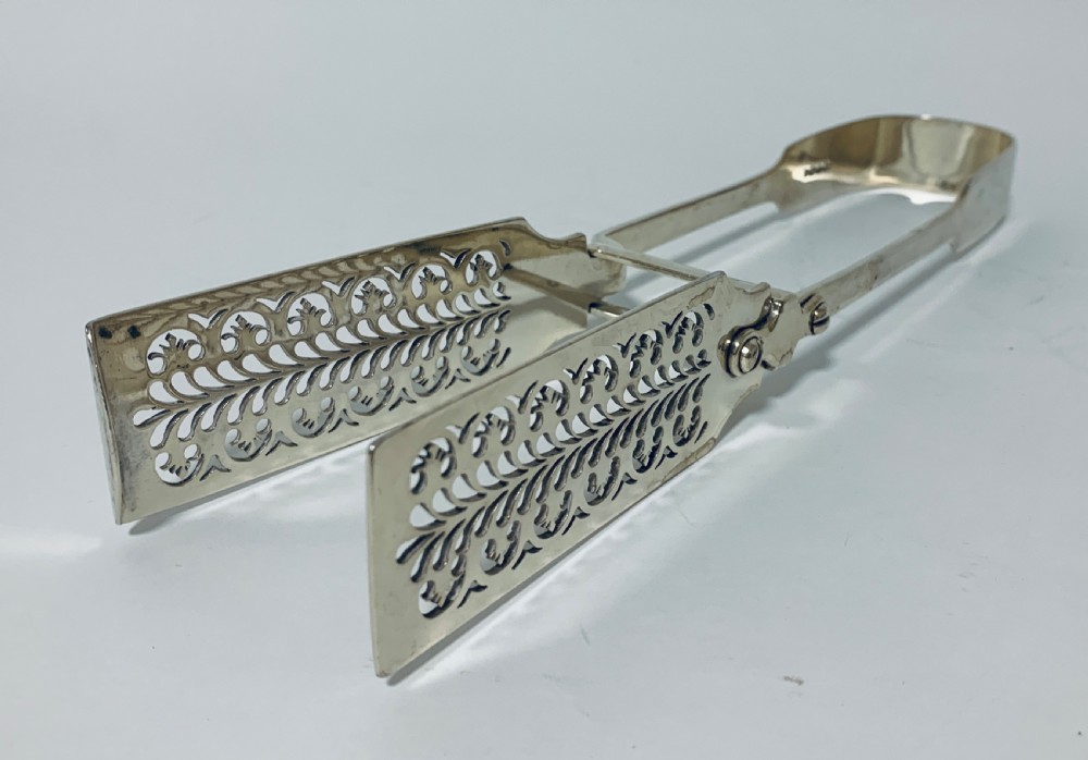 Antique Georgian Solid Silver Asparagus Servers Tongs  View XII