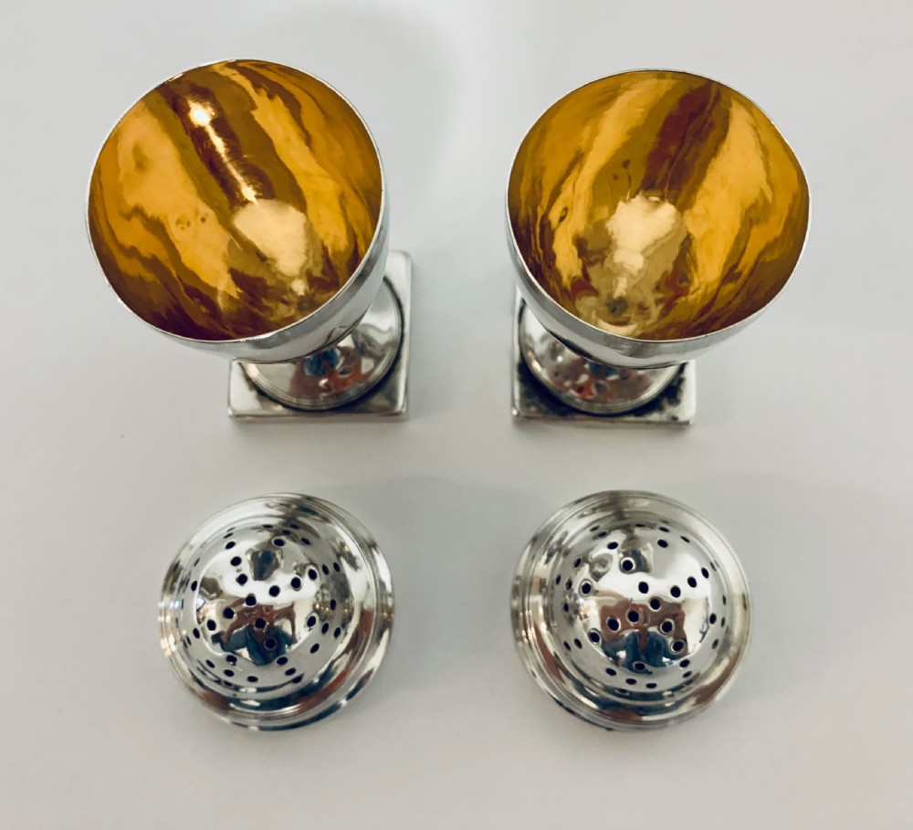Pair of 18th Century Georgian Solid Sterling Silver Salt and Pepper Shakers Pepperettes  View VII