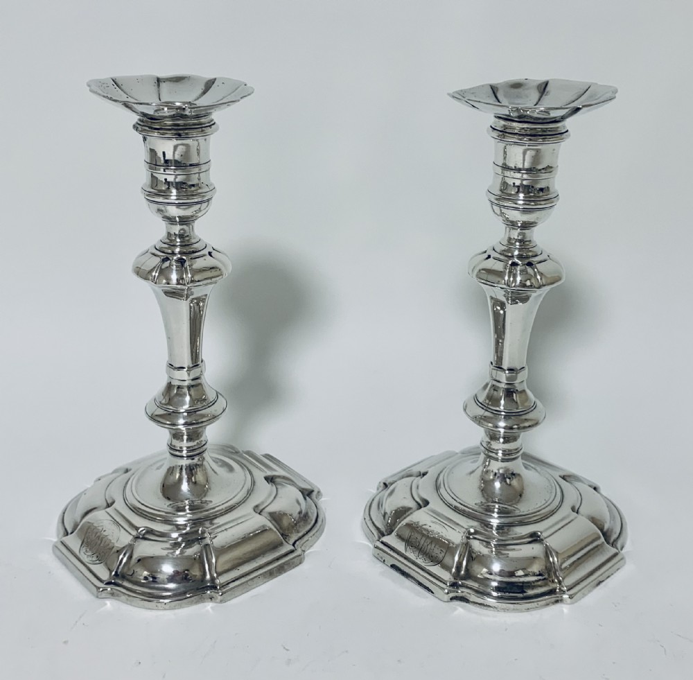 Pair of Antique Georgian 18th Century Solid Sterling Silver Candlesticks 