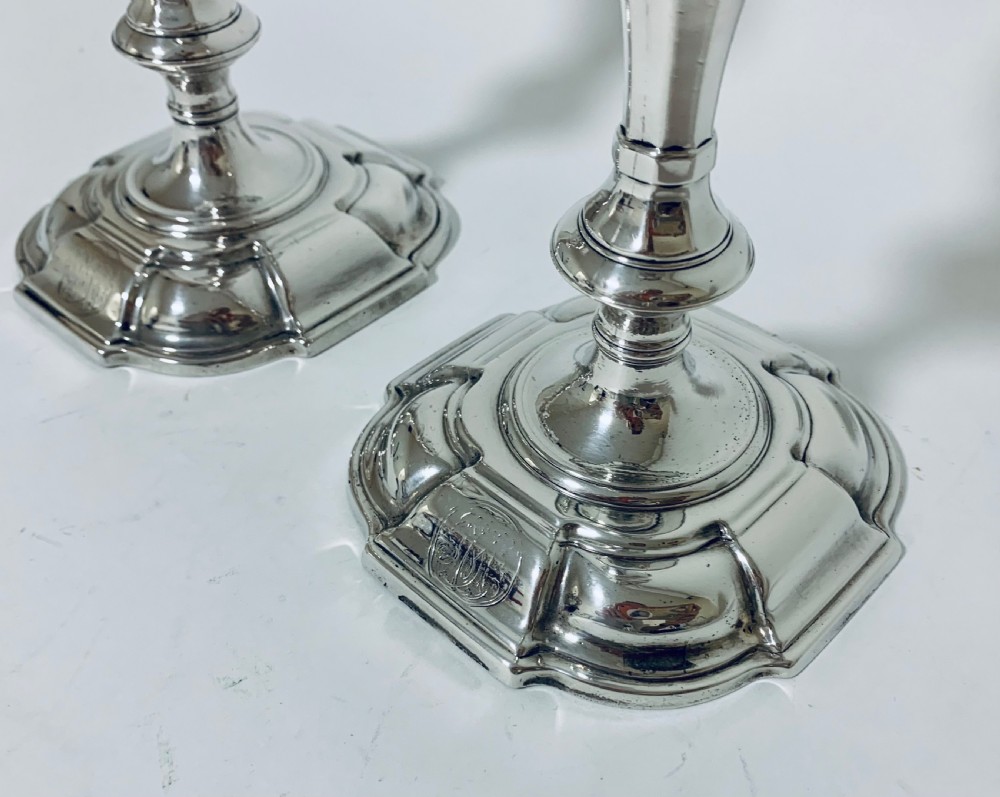 Pair of Antique Georgian 18th Century Solid Sterling Silver Candlesticks  View V