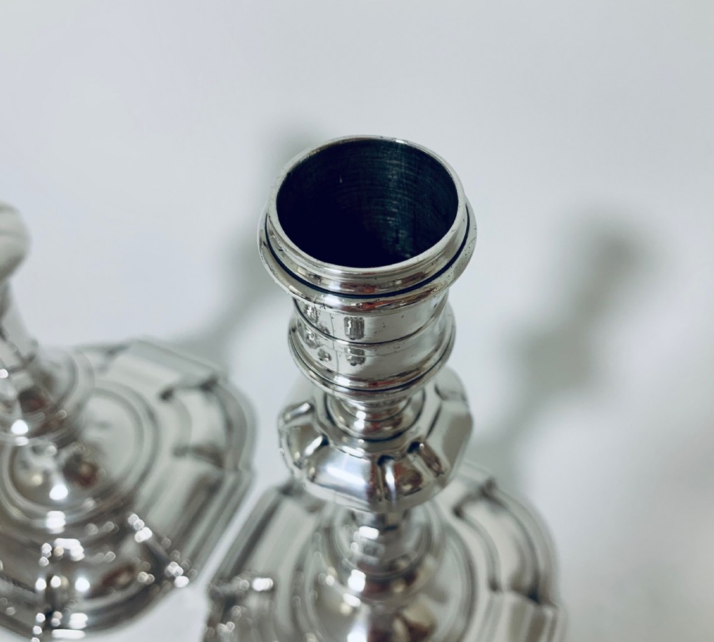 Pair of Antique Georgian 18th Century Solid Sterling Silver Candlesticks  View VIII