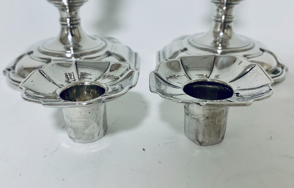 Pair of Antique Georgian 18th Century Solid Sterling Silver Candlesticks  View XII