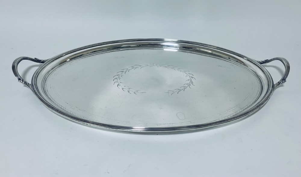Antique Georgian 18th Century Solid Silver Twin Handled Tray 