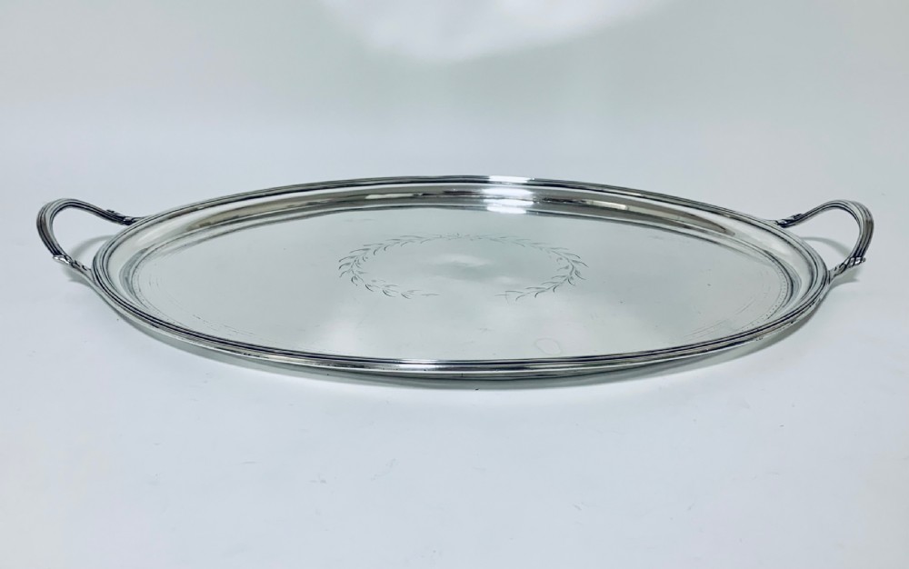 Antique Georgian 18th Century Solid Silver Twin Handled Tray  View II