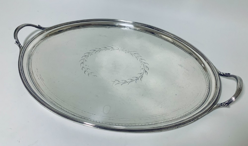 Antique Georgian 18th Century Solid Silver Twin Handled Tray  View III