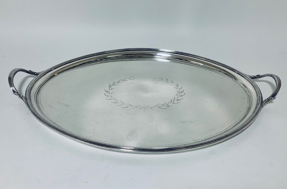Antique Georgian 18th Century Solid Silver Twin Handled Tray  View IV