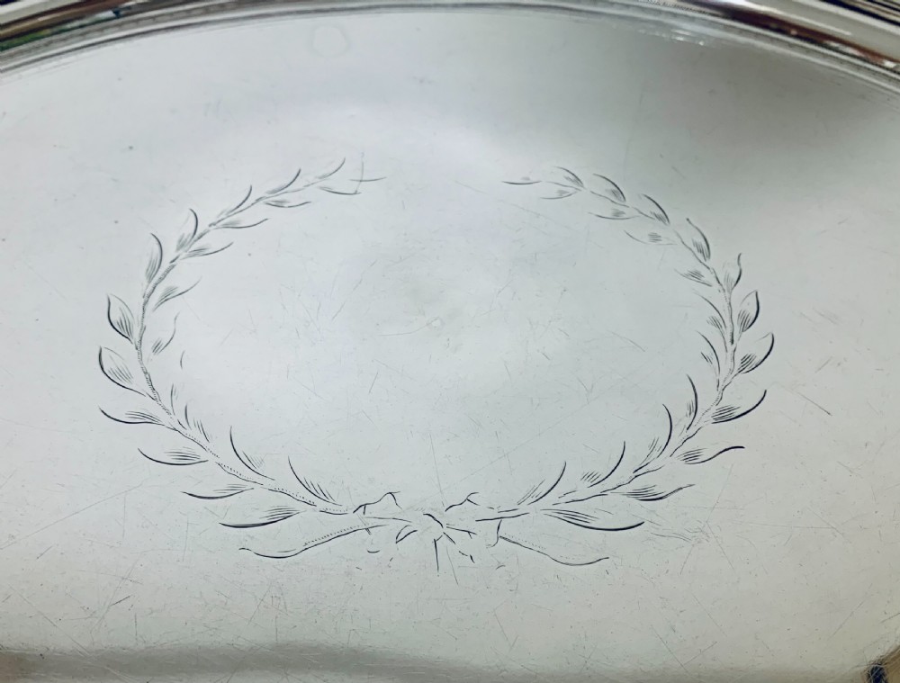Antique Georgian 18th Century Solid Silver Twin Handled Tray  View V