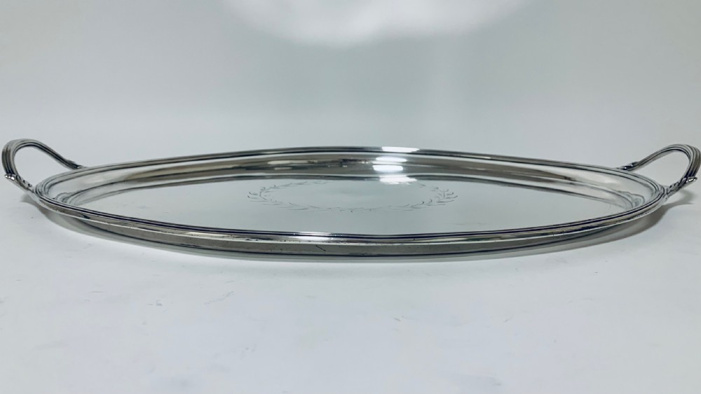 Antique Georgian 18th Century Solid Silver Twin Handled Tray  View VIII