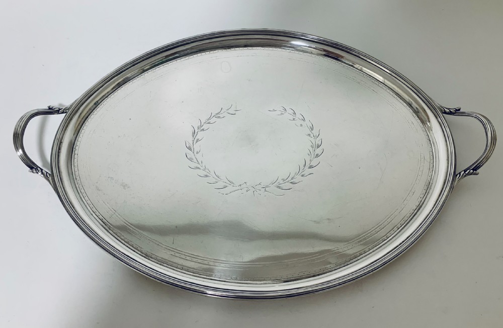 Antique Georgian 18th Century Solid Silver Twin Handled Tray  View IX