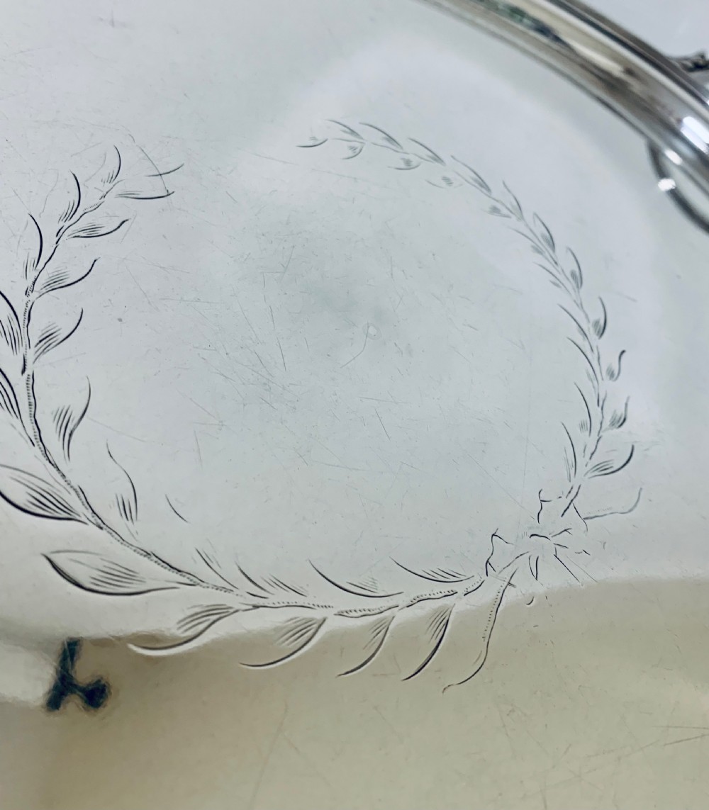 Antique Georgian 18th Century Solid Silver Twin Handled Tray  View X