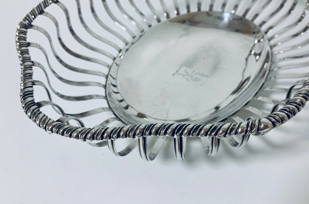Antique Georgian 18th Century Solid Silver Swing Handle Bread Basket 1774 View IV