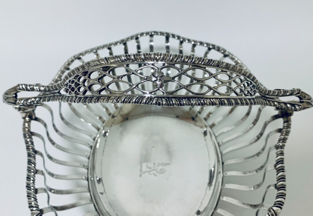 Antique Georgian 18th Century Solid Silver Swing Handle Bread Basket 1774 View V