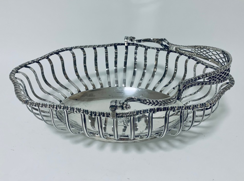 Antique Georgian 18th Century Solid Silver Swing Handle Bread Basket 1774 View VII