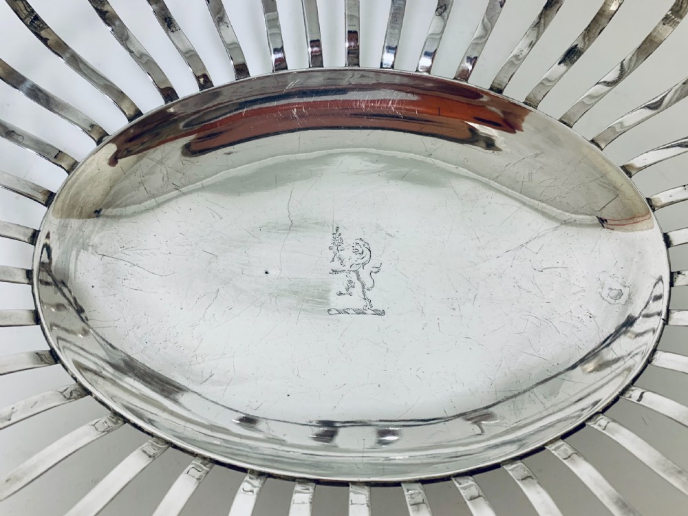 Antique Georgian 18th Century Solid Silver Swing Handle Bread Basket 1774 View VIII