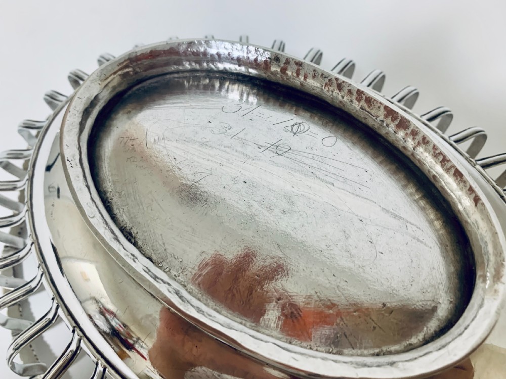 Antique Georgian 18th Century Solid Silver Swing Handle Bread Basket 1774 View XIV
