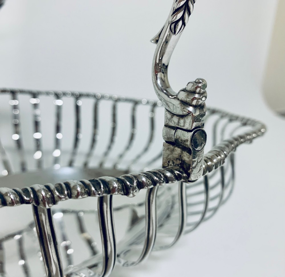 Antique Georgian 18th Century Solid Silver Swing Handle Bread Basket 1774 View XVII