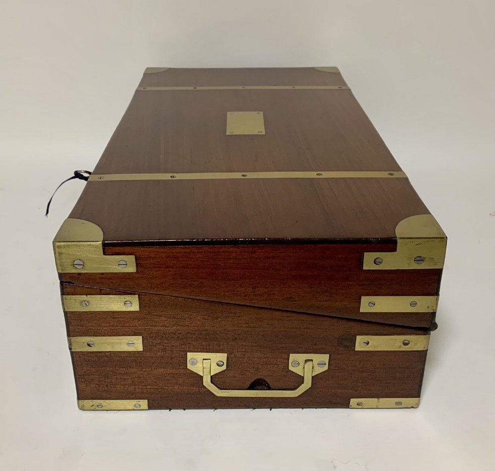 Antique Victorian Mahogany Brass Bound Campaign Writing Slope Box  View III