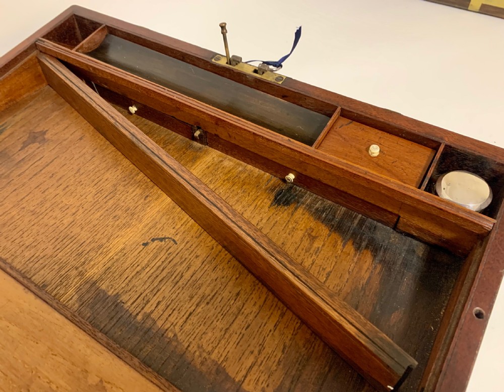 Antique Victorian Mahogany Brass Bound Campaign Writing Slope Box  View X