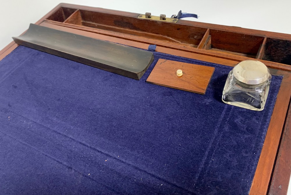Antique Victorian Mahogany Brass Bound Campaign Writing Slope Box  View XI