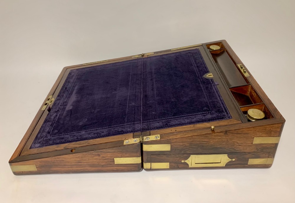 Superb Antique Victorian Rosewood Brass Bound Writing Slope Box View IV