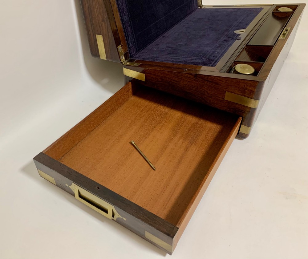 Superb Antique Victorian Rosewood Brass Bound Writing Slope Box View X