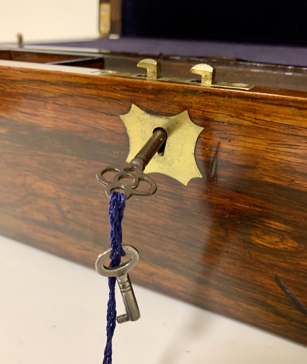 Superb Antique Victorian Rosewood Brass Bound Writing Slope Box View XI