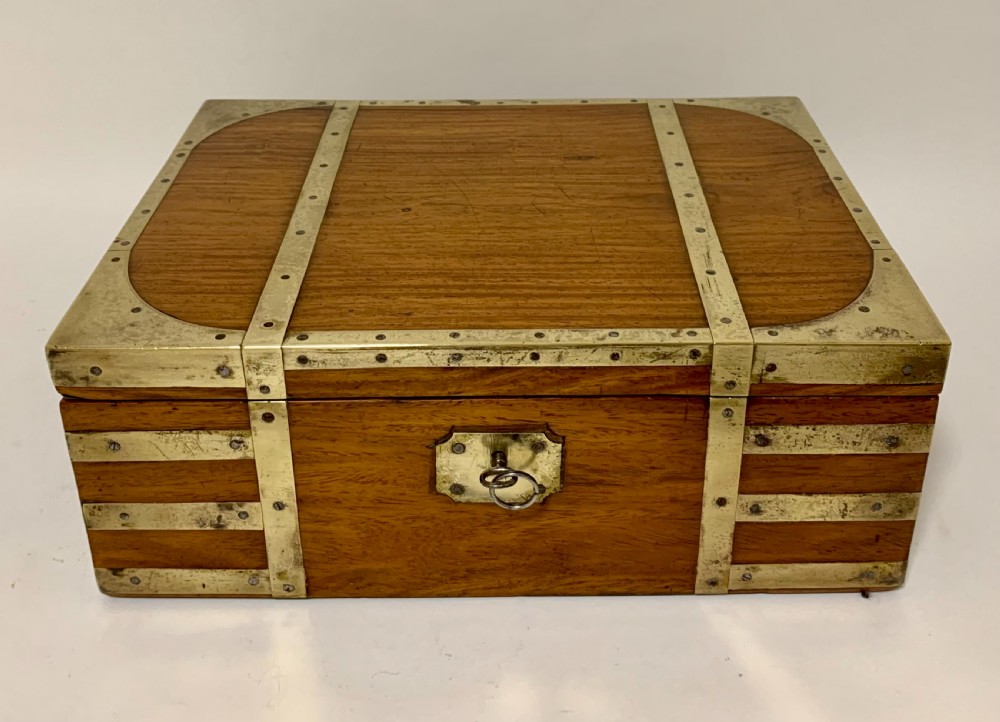 Antique Georgian Brass Bound Military Campaign Writing Slope Box