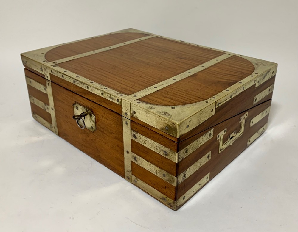 Antique Georgian Brass Bound Military Campaign Writing Slope Box View II