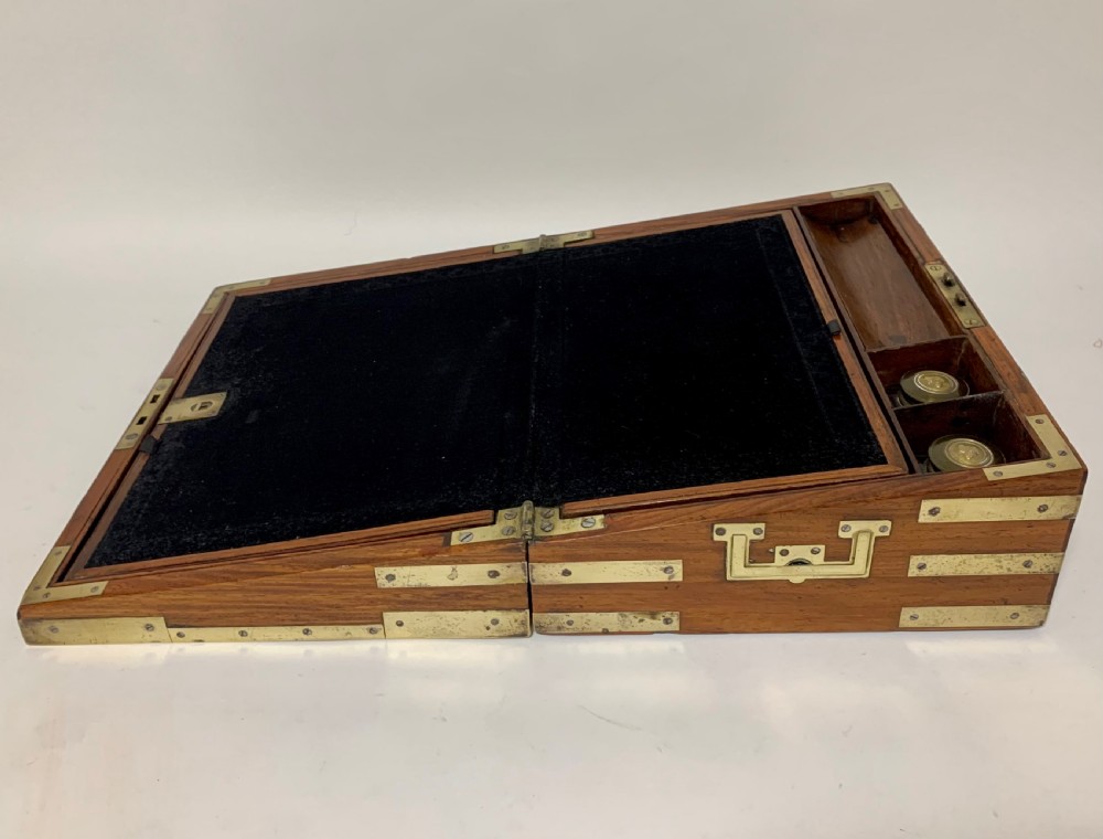 Antique Georgian Brass Bound Military Campaign Writing Slope Box View VII