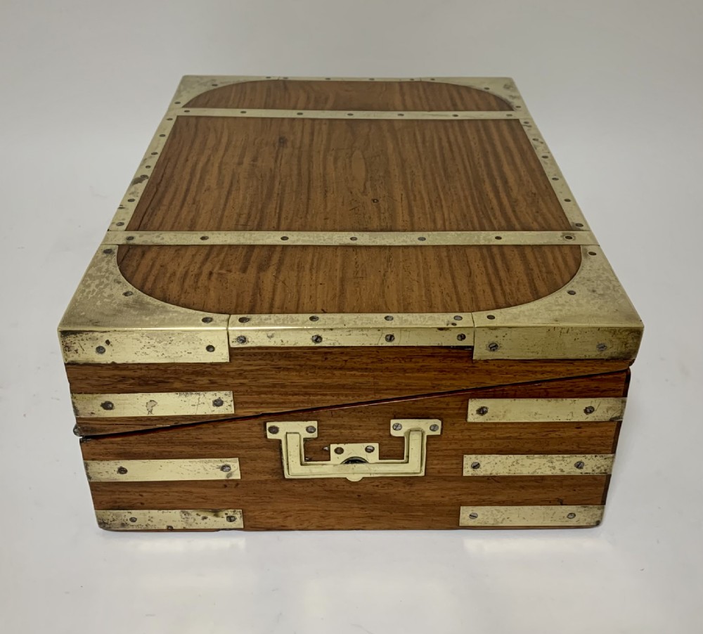 Antique Georgian Brass Bound Military Campaign Writing Slope Box View XII