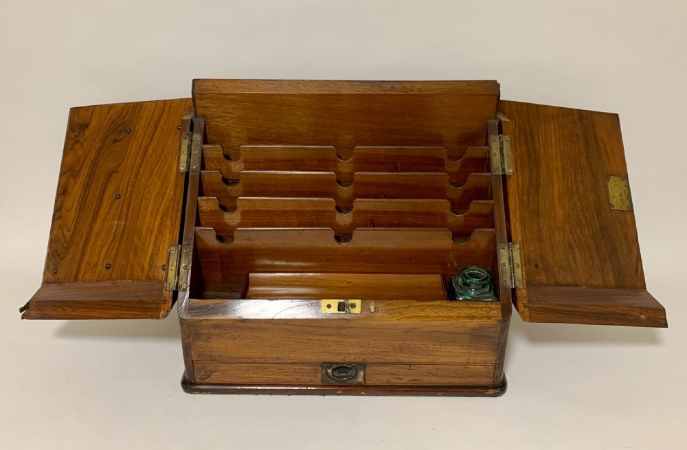 Antique Victorian Burr Walnut Desktop Stationery Cabinet  View II